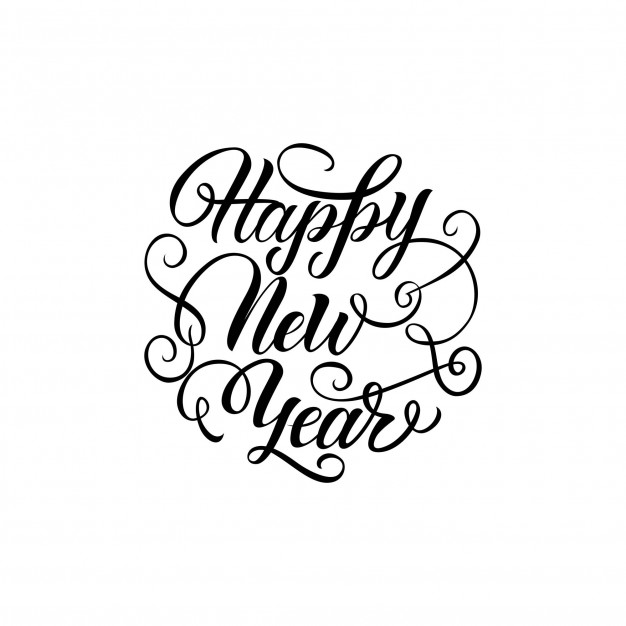 626x626 Happy New Year Lettering With Curls Vector Free Download