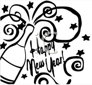 300x279 Happy New Year Black And White Clipart