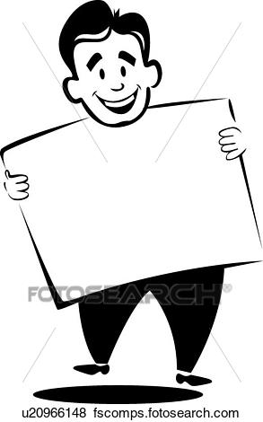 293x470 Clip Art Of Happy Man Holding Sign U20966148