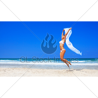 325x325 Dancing Happy Girl On The Beach Gl Stock Images