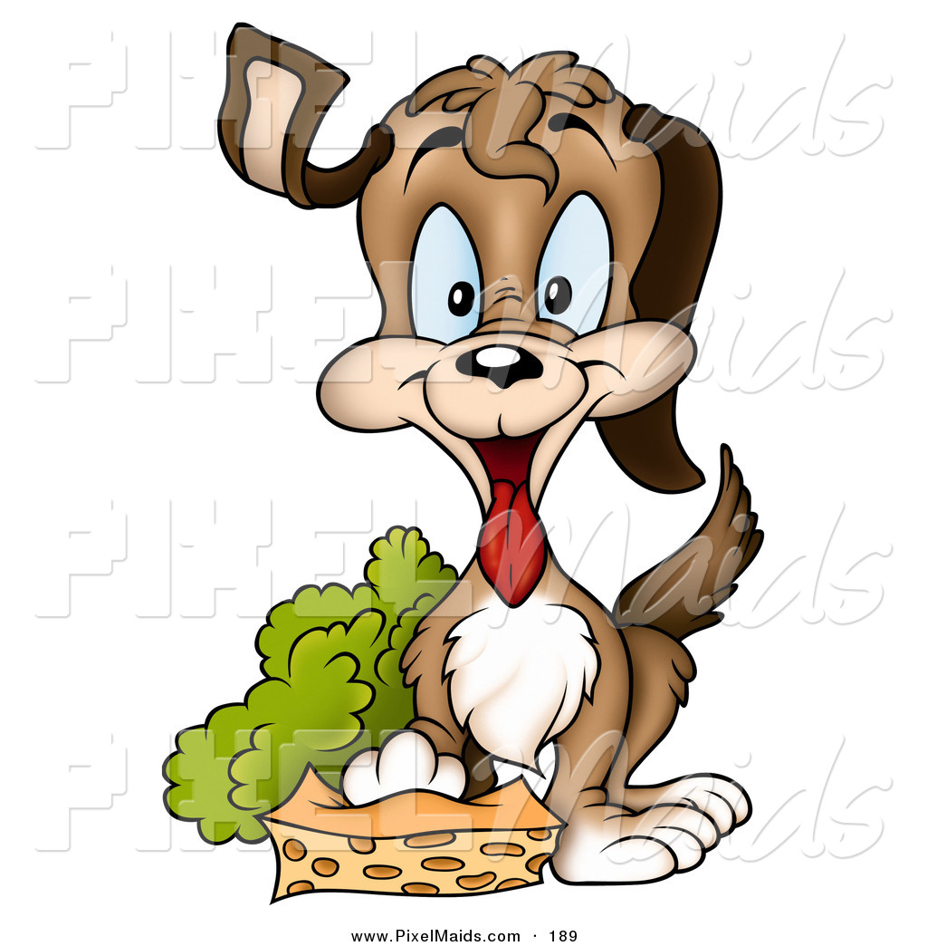 1024x1044 Clipart Of A Happy Brown Dog Resting A Paw On A Sponge Over White