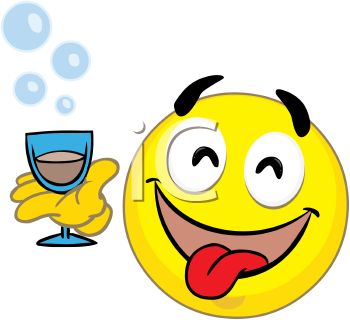350x320 Royalty Free Clipart Image Happy Smiley Face Holding A Cocktail