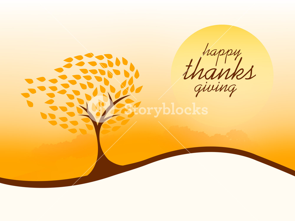 1000x750 Happy Thanksgiving Day Concept With Beautiful Autumn Tree On Wave
