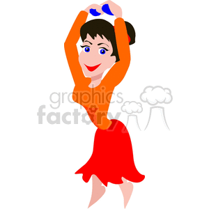 300x300 Royalty Free A Happy Woman In An Orange Dress Dancing 156856