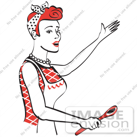 450x450 Royalty Free Cartoon Clip Art Of A Happy Red Haired Housewife