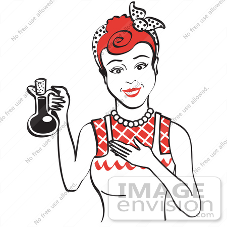 450x450 Royalty Free Cartoon Clip Art Of A Happy Woman In An Apron