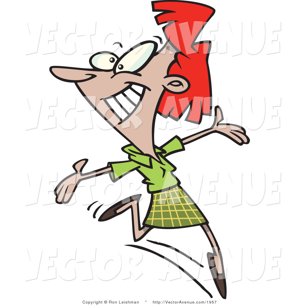 1024x1044 Vector Of A Happy Woman Entering By Toonaday