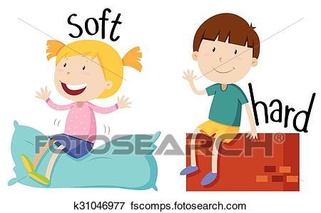 450x299 Clip Art Of Opposite Adjective With Soft And Hard K31046977