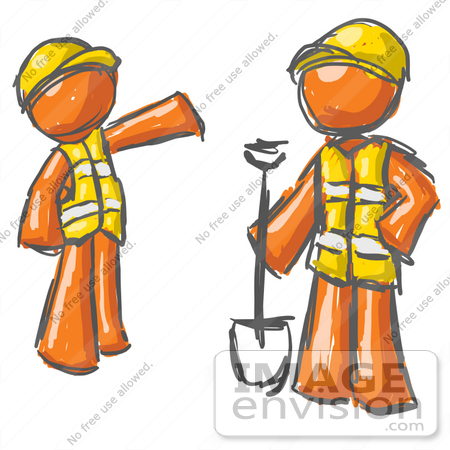450x450 Clip Art Graphic Of Painted Orange Guy Character Instructing