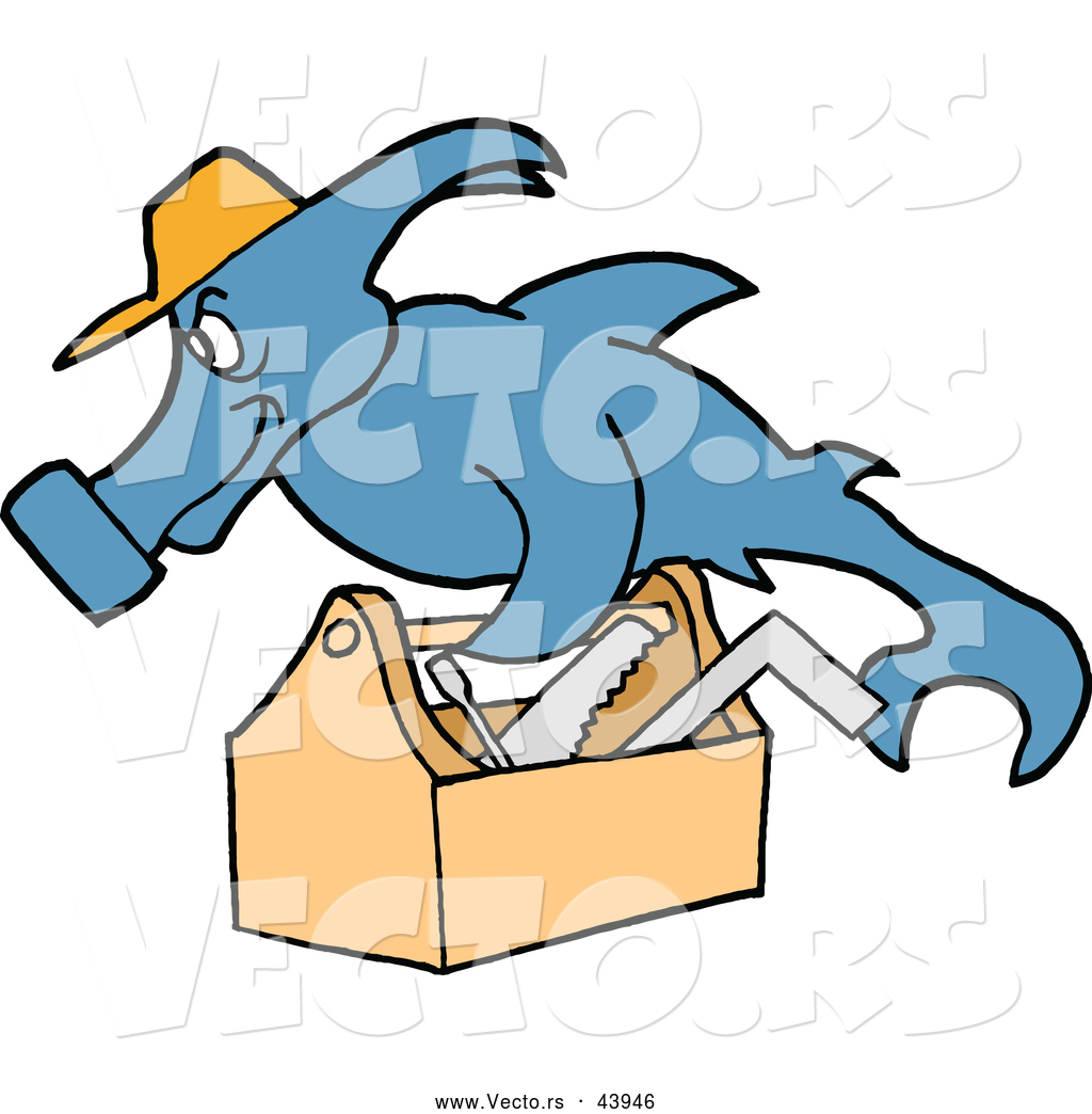 1024x1044 Vector Of A Hard Working Cartoon Hammerhead Shark Repair Man