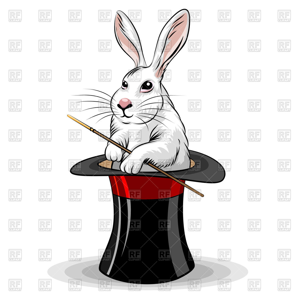 1200x1200 White Rabbit In Magic Top Hat Royalty Free Vector Clip Art Image