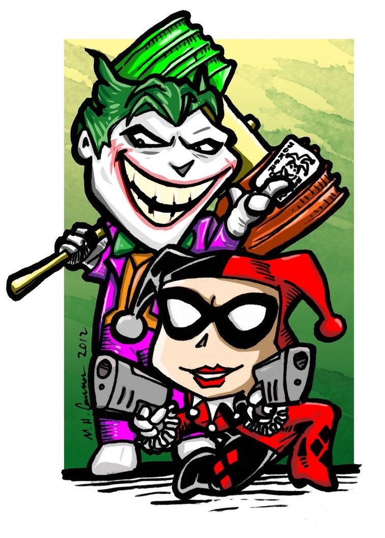 757x1056 Chibi Style Joker And Harley Quinn