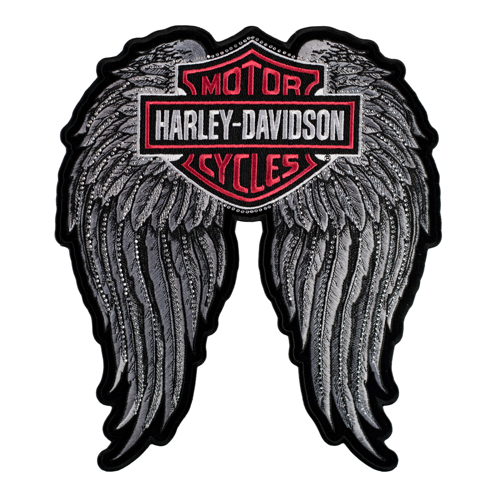 1000x1000 Harley Studded Angel Winged Bamps Patch Harley Davidson Patches