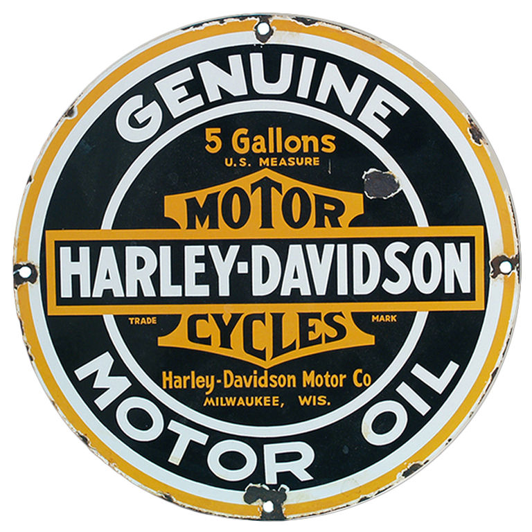 768x768 Vintage Harley Davidson Genuine Motor Oil Porcelain Sign Vintage