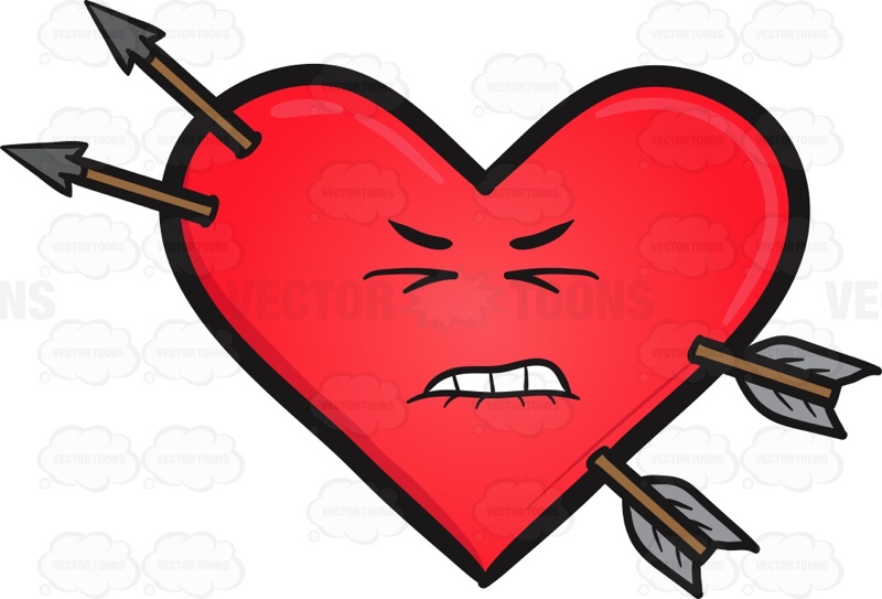 800x543 Hurt Heart And Arrows Emoji Cartoon Clipart