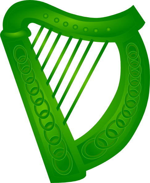486x594 Irish Harp Green Clip Art
