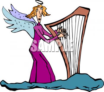 350x308 Skinny Angel Playing A Harp In Heaven