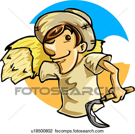 450x446 Clip Art Of Cereal, Farm, Worker, Harvest, Harvesting, Work