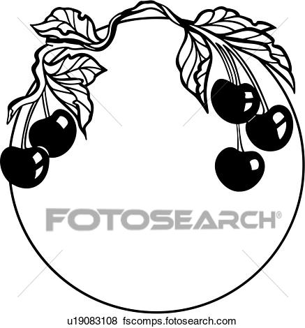 437x470 Clip Art Of , Border, Cherries, Cherry, Circle, Fancy, Food, Frame