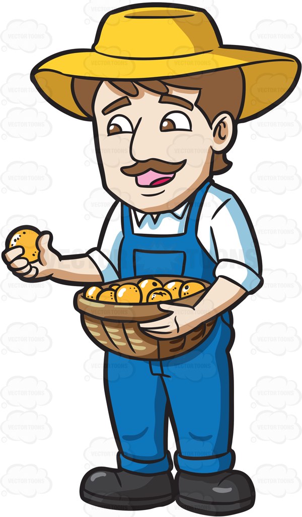600x1024 A Farmer Harvesting Lemons Cartoon Clipart