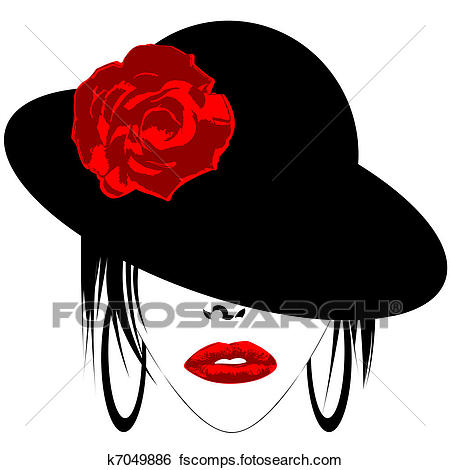 450x470 Stock Illustration Of Modern Woman With Hat And Earrings K7049886