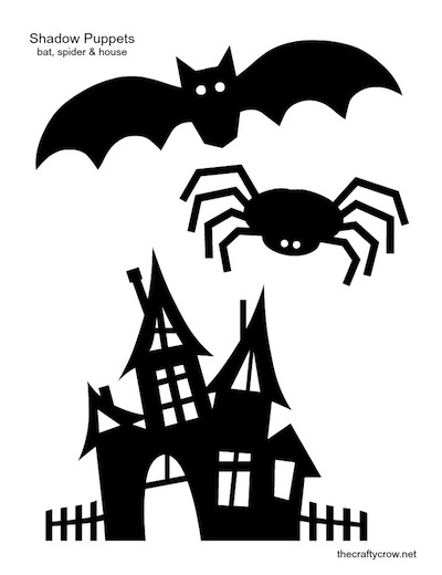 400x520 Shadow Puppets Printable Bat Spider Haunted House Halloween