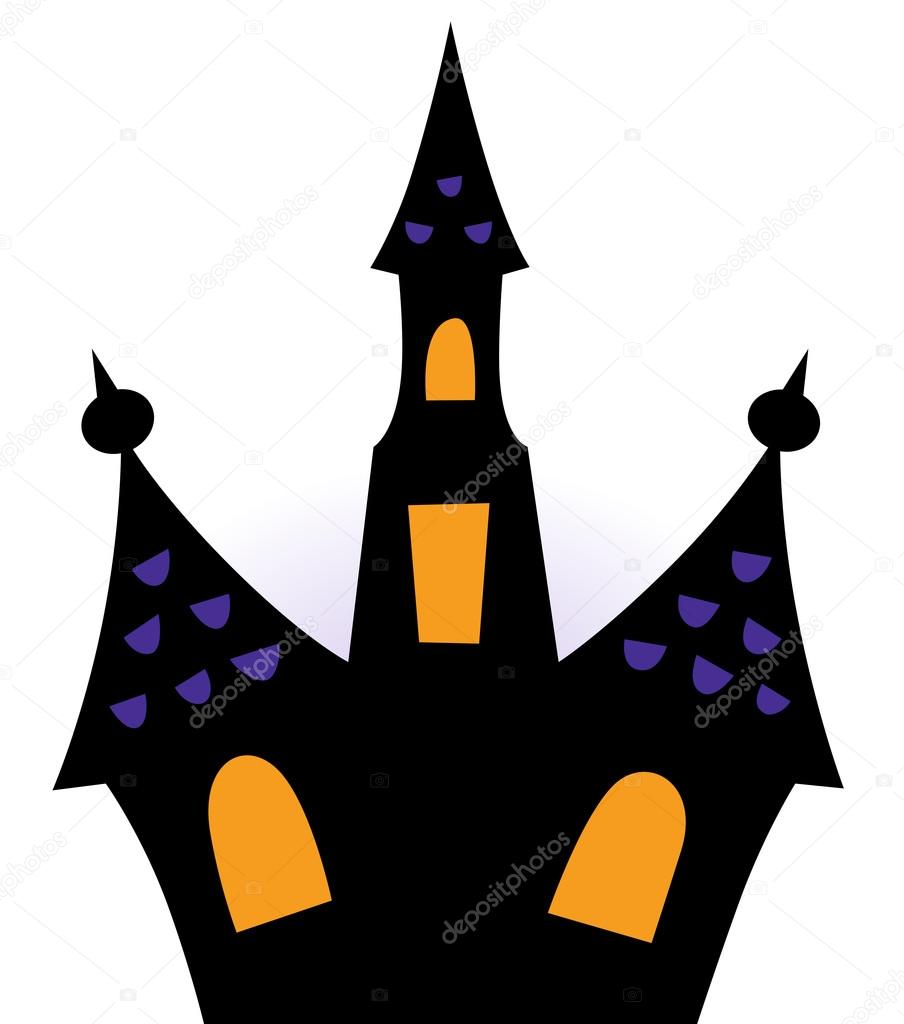 904x1024 Halloween Haunted House Silhouette Isolated On White Stock