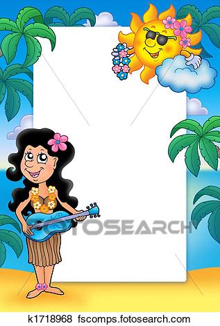 317x470 Stock Illustration Of Frame With Hawaiian Girl K1718968