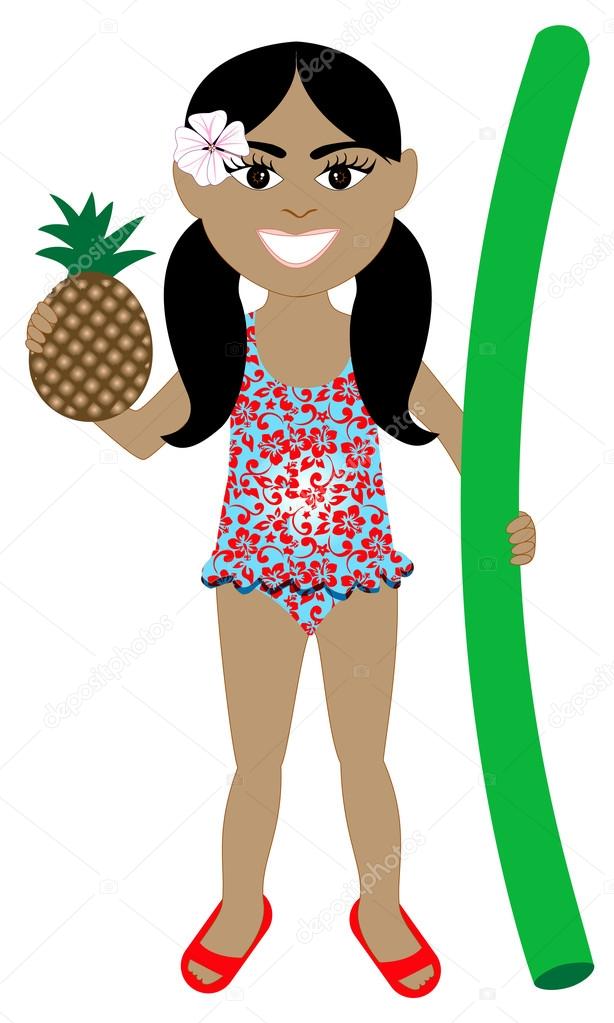 614x1023 Hawaiian Girl Swimsuit Stock Vector Basheeradesigns