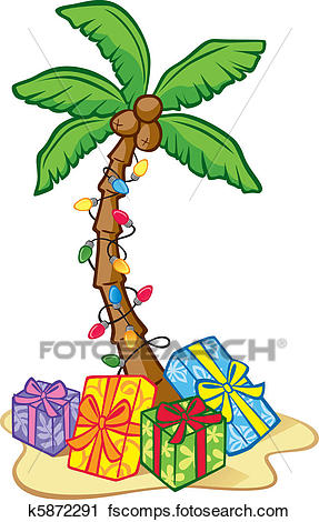 287x470 Clipart Of Hawaiian Christmas Tree K5872291