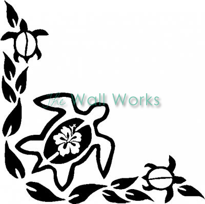 400x398 Turtle Flowers (1) Wall Sticker, Vinyl Decal The Wall Works