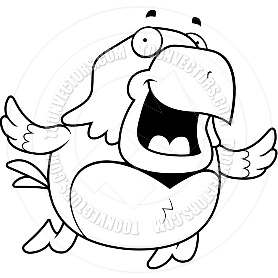 940x940 Cartoon Hawk Flying (Black And White Line Art) By Cory Thoman