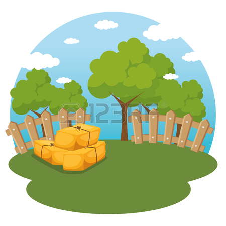450x450 Colored Cartoon Illustration Of Bales Of Hay Icon. Royalty Free