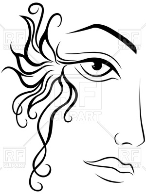 300x400 Part Of Abstract Black And White Women Face Royalty Free Vector