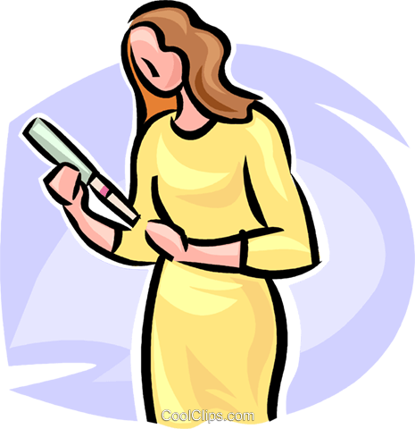 465x480 Woman With A Home Pregnancy Test Royalty Free Vector Clip Art
