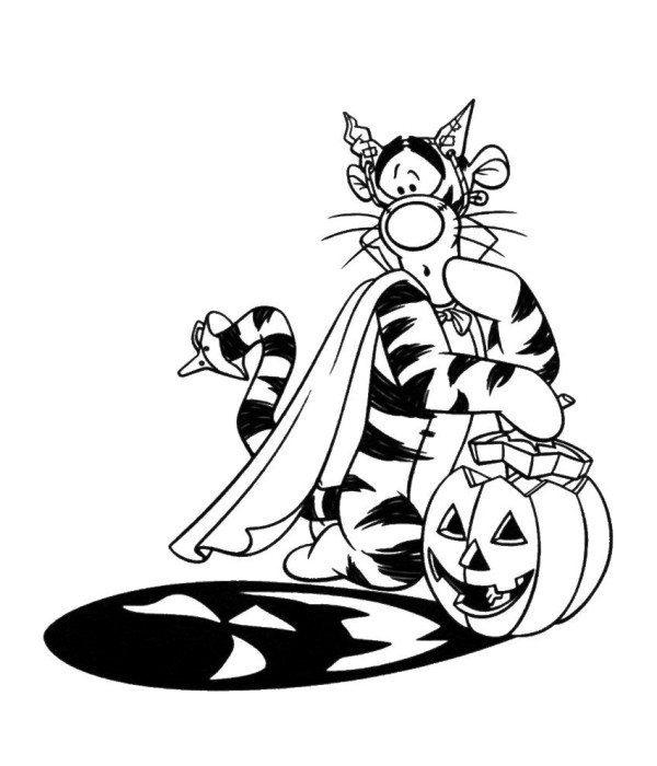 600x700 Tiger As Headless Horseman Halloween Coloring Pages