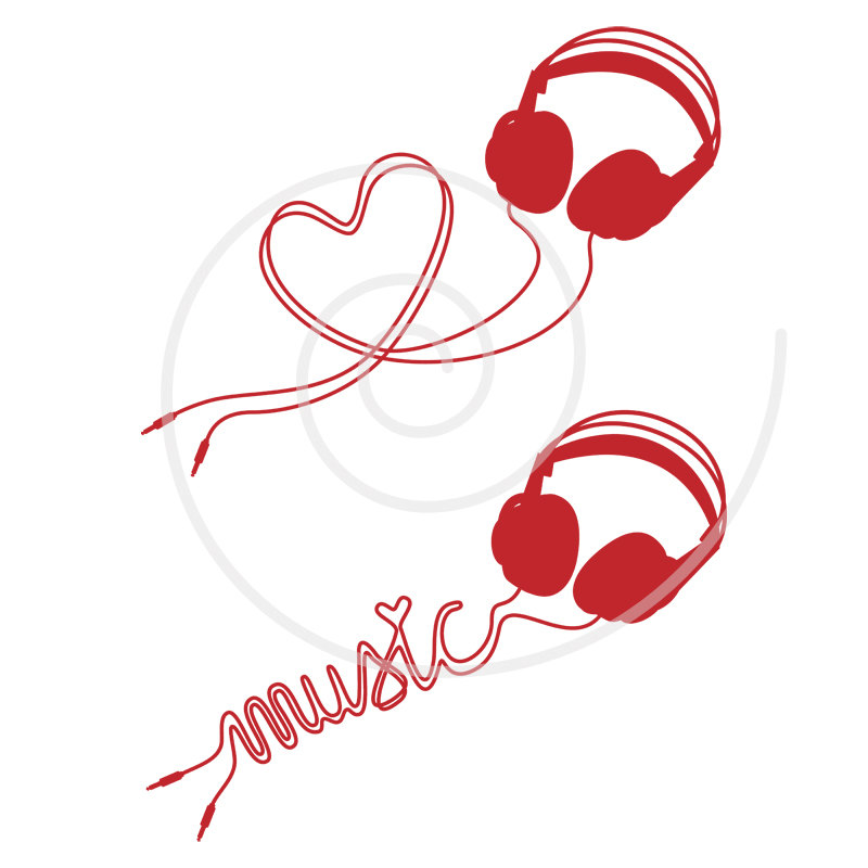800x800 Music Love, Headphone With Heart, Digital Clip Art, Clipart, Head