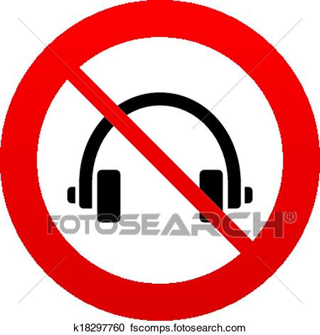 450x470 Clipart Of Don`t Use Headphones Sign Icon. Earphones Button