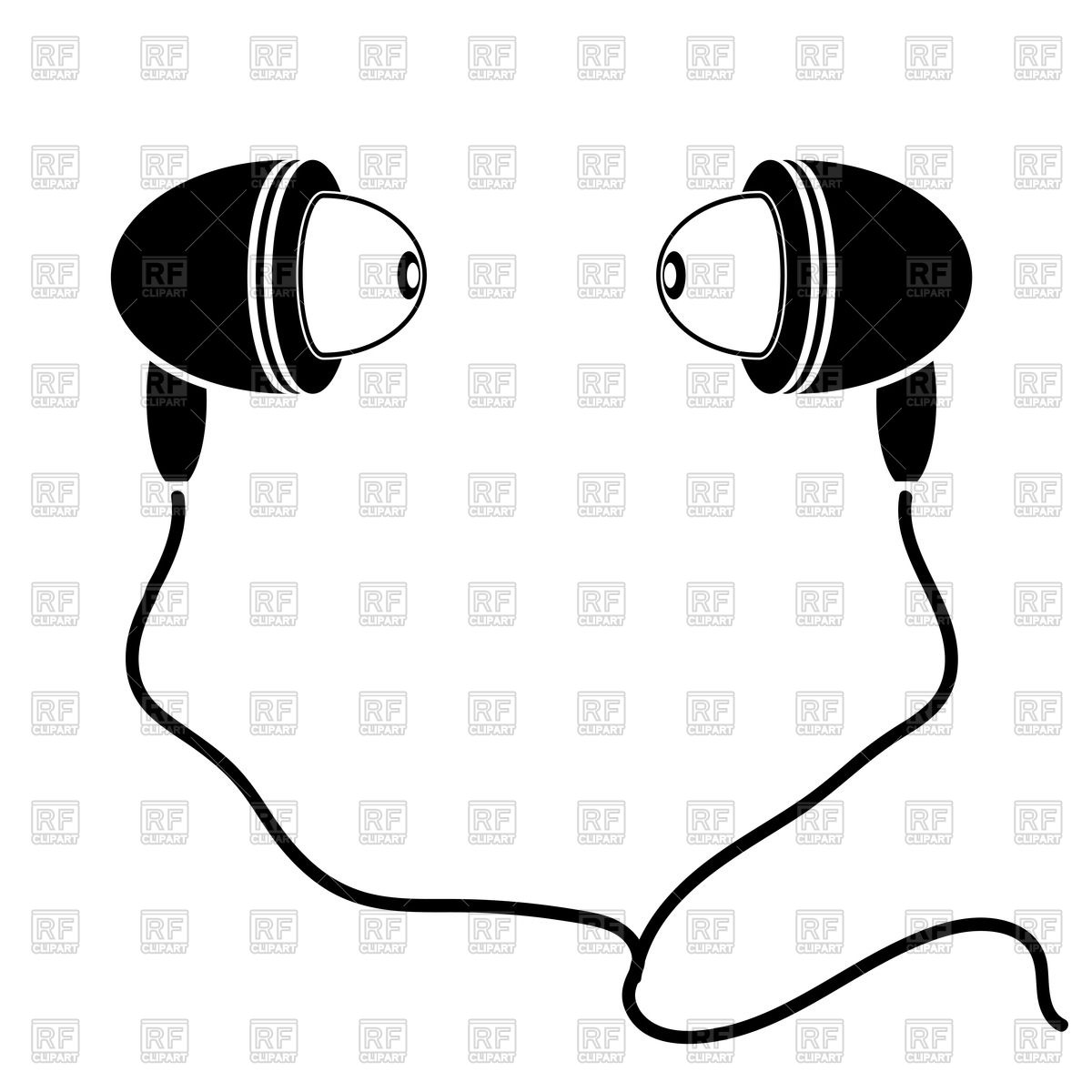 1200x1200 Silhouette Of Earphones Royalty Free Vector Clip Art Image