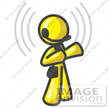 450x450 Clip Art Graphic Of A Yellow Guy Character Wearing A Headset,