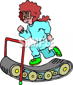 301x350 Royalty Free Clipart Image Cartoon Of A Woman Running On A Treadmill