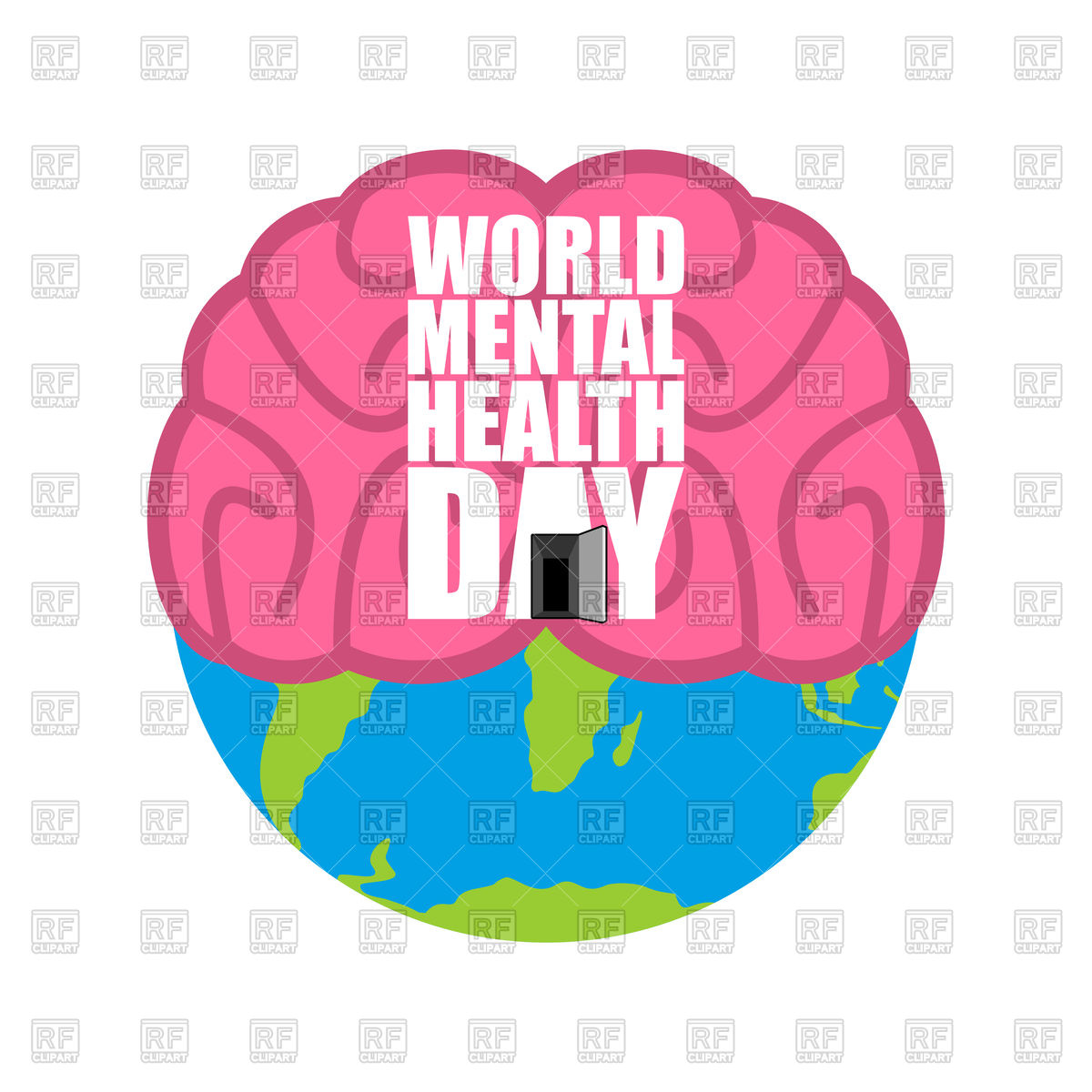 1200x1200 World Mental Health Day. Brain And Earth. Royalty Free Vector Clip