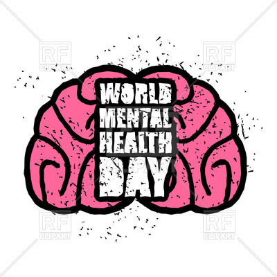 400x400 World Mental Health Day Emblem With Brain Royalty Free Vector Clip