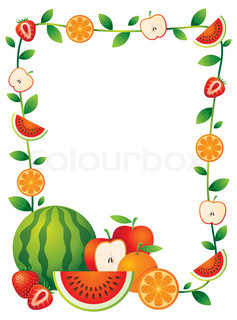 237x320 Mixed Fruits, Border, Frame Stock Vector Colourbox