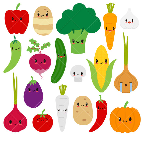570x570 Kawaii Vegetables Digital Clip Art For Personal And Small