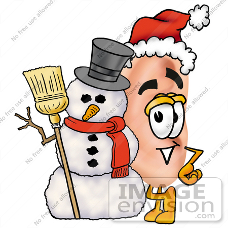 450x450 Clip Art Graphic Of A Human Ear Cartoon Character With A Snowman