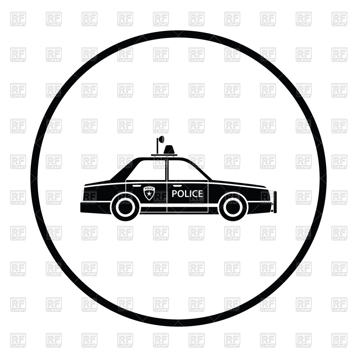 1200x1200 Police Car Icon With Circle Frame Royalty Free Vector Clip Art