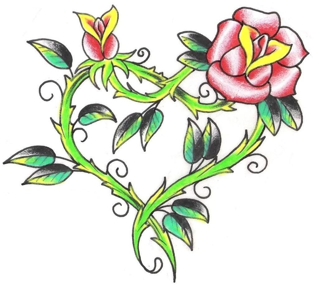 1005x930 Heart And Ribbon Tattoo Designs