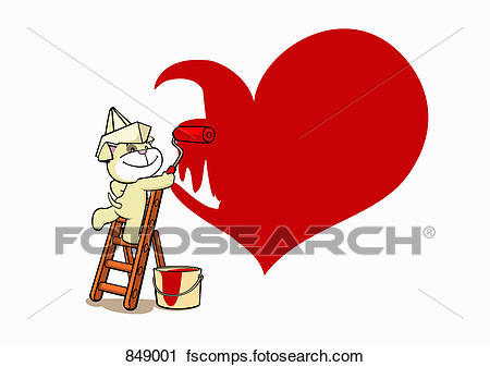 450x337 Clipart Of A Cartoon Dog Painting A Red Heart On A Wall 849001