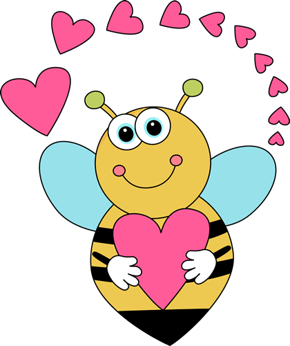 420x500 Cartoon Valentine's Day Bee And Hearts Clip Art